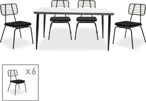 Τραπεζαρία Naoki σετ 7τεμ μέταλλο μαύρο pe γκρι.