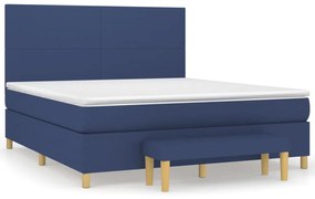 vidaXL Κρεβάτι Boxspring με Στρώμα Μπλε 180x200 εκ. Υφασμάτινο