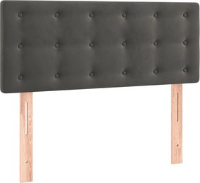 vidaXL Κρεβάτι Boxspring με Στρώμα Σκούρο Γκρι 90x200 εκ. Βελούδινο