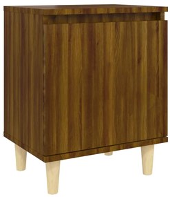 vidaXL Κομοδίνο Καφέ Δρυς 40 x 30 x 50 εκ. με Μασίφ Ξύλινα Πόδια