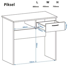 Γραφείο Ξύλινο PIXEL Ρουστίκ 80x45x75