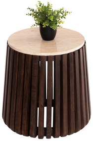 ΒΟΗΘΗΤΙΚΟ ΤΡΑΠΕΖΙ KREST HM9711 ΜΑΣΙΦ ΞΥΛΟ ΑΚΑΚΙΑΣ ΣΕ ΚΑΦΕ-ΤΡΑΒΕΡΤΙΝA Φ50x50Υεκ.