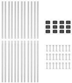 vidaXL Στύλος Περιφράξεων 12 pcs Ασημί Ατσάλι με Επικάλυψη Πούδρας