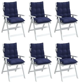 Μαξιλάρια Καρέκλας Χαμηλή 6 τεμ. Ναυτικό Μπλε Ύφασμα Oxford - Μπλε