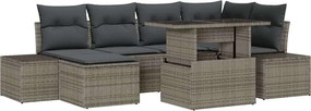vidaXL Σετ Καναπέ Κήπου με αποθήκευση 7 pcs Γκρι Πολυ ράταν