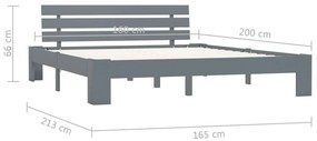 vidaXL Πλαίσιο Κρεβατιού Γκρι 160 x 200 εκ. από Μασίφ Ξύλο Πεύκου