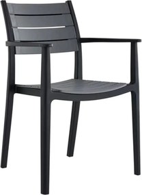 ALDO Πολυθρόνα Στοιβαζόμενη, PP-UV Μαύρο   4τμχ
