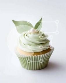Intra Συλλεκτικό Ξύλινο Παζλ Plywood  4mm - Φρεσκοψημένο Cupcake με λευκό παγωμένο και πράσινα φύλλα Σε Ξύλινο Κουτί - Διαστάσεις: 10x10 cm – 25 κομμάτια