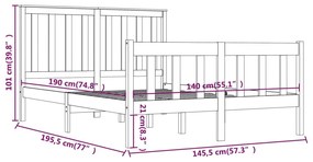 vidaXL Πλαίσιο Κρεβατιού 140 x 190 εκ. από Μασίφ Ξύλο Πεύκου