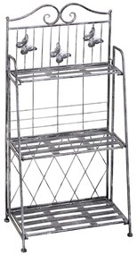 Outsunny Ράφι φυτών Σταντ λουλουδιών Ράφι λουλουδιών Σκάλα λουλουδιών Ράφι κήπου 3 επίπεδα Μέταλλο Ασημί γκρι 44 x 25 x 96 εκ.