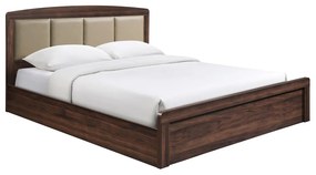 Κρεβάτι Διπλό CALIBER Καρυδί/Μπεζ MDF/PU 158x210x100cm (Για Στρώμα 150x200cm)