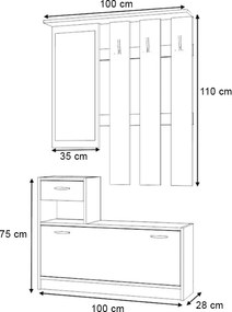 Έπιπλο εισόδου Raynold Megapap χρώμα καρυδί 100x30x180εκ.