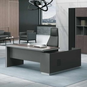 Γραφείο ADVANCE -Αρ-220x160cm Σκ.Καρυδί/Γκρι