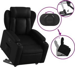 vidaXL Πολυθρόνα Μασάζ Ανακλινόμενη με Ανύψωση Μαύρη Συνθ. Δέρμα