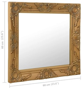 vidaXL Καθρέφτης Τοίχου με Μπαρόκ Στιλ Χρυσός 60 x 60 εκ.