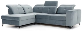 Γωνιακός καναπές Κρεβάτι BELAVIO L, με αποθηκευτικό χώρο, γαλάζιο 272x107x207cm-Αριστερή γωνία-BOG2334
