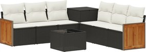 vidaXL Σετ Καναπέ 8 τμχ. Μαύρο και Κρεμ Λευκό 55 x 55 x 37 εκ