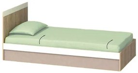 Κρεβάτι μονό με αποθηκευτικό χώρο + στρώμα, Dream, Άσπρο/Latte/Oak Sonomag, 90x200cm – GRA063