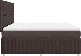 vidaXL Κρεβάτι Boxspring με Στρώμα Σκούρο Καφέ 200x200 εκ. Υφασμάτινο