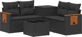 vidaXL Σετ Καναπέ 6 τμχ. Μαύρο 55 x 55 x 37 εκ Πολυ-ρακί και Χάλυβας