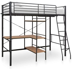 vidaXL Πλαίσιο Κουκέτας με Τραπέζι Γκρι 90 x 200 εκ. Μεταλλικό