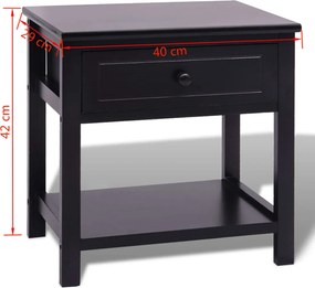 vidaXL Κομοδίνα 2 τεμ. Μαύρα Ξύλινα