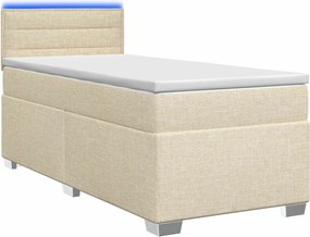 vidaXL Κρεβάτι Box Spring με Στρώμα και LED Κρεμ 80 x 200 cm Ύφασμα