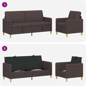 vidaXL Σαλονάκι Σετ Με Αποθηκευτικό Χώρο 2 pcs Σκούρο Καφέ Πολυεστέρας
