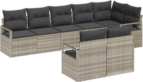 vidaXL Σετ Καναπέ 8 pcs Ανοιχτό γκρι συνθετικό ρατάν