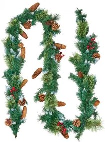 VEVOR 9Ft Christmas Garland with Light String Red Berries Pine Cones &amp; Needles