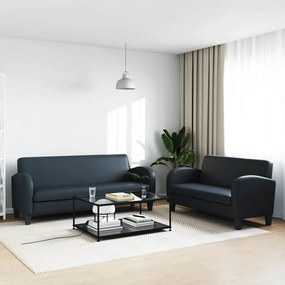 vidaXL Σετ Καναπέδων 2 Τεμαχίων Μαύρο από Συνθετικό Δέρμα
