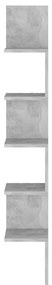 vidaXL Γωνιακή Ραφιέρα Τοίχου Γκρι Σκυρ. 20x20x127,5 εκ. Μοριοσανίδα