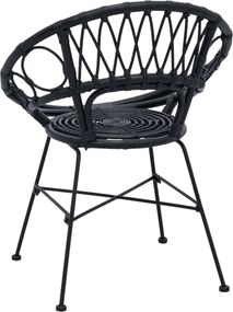 vidaXL Καρέκλα τραπεζαρίας 2 pcs Καλάμι και Σίδερο Μαύρο