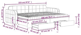 Καναπές Κρεβάτι Συρόμενος Μαύρος 80x200 εκ. Βελούδινος Συρτάρια - Μαύρο