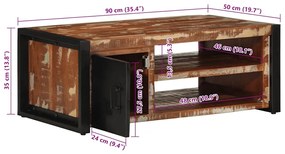 Τραπεζάκι σαλονιού πολύχρωμο 90x50x36cm Ξύλο μασίφ αναγεννημένο - Πολύχρωμο