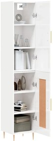 vidaXL Ντουλάπι Γυαλ. Λευκό 34,5 x 34 x 180 εκ. από Επεξεργασμένο Ξύλο