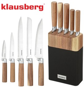 Σετ μαχαιριών Klausberg KB 7981, 6 τεμάχια, Ανοξείδωτο ατσάλι, Βάση, Καφέ/Γραφίτης