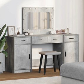 vidaXL Σετ Τραπέζι Μακιγιάζ 3 Τεμαχίων με LED από Σκυρόδεμα Γκρι