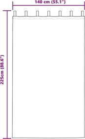 vidaXL Κουρτίνα βυσσινί 2 pcs Λευκό 225 x 140 εκ. Πολυεστέρας