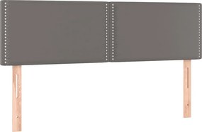 vidaXL Κρεβάτι Boxspring με Στρώμα &amp; LED Γκρι 140x200 εκ. Συνθ. Δέρμα