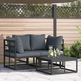 vidaXL Σετ Καναπέ Κήπου 3 pcs Μαύρο 70 x 70 x 32 εκ Αλουμίνιο