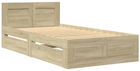 vidaXL Πλαίσιο Κρεβατιού με Κεφαλάρι Sonoma Δρυς 90x190 εκ. Επεξ. Ξύλο