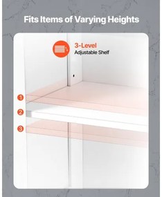VEVOR Wooden Bathroom Floor Cabinet Storage with Adjustable Shelf 2 Doors White