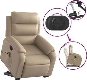 vidaXL Πολυθρόνα Μασάζ Ανακλινόμενη με Ανύψωση Καπουτσίνο Συνθ. Δέρμα