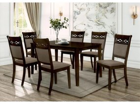 Σετ Τραπεζαρία DEBORA Καρυδί/Καφέ Ξύλο/Ύφασμα Τραπέζι+6 Καρέκλες
