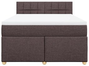 Κρεβάτι Boxspring με Στρώμα Σκούρο Καφέ 140x200 εκ Υφασμάτινο - Καφέ