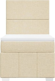 vidaXL Κρεβάτι Boxspring με Στρώμα Κρεμ 90x200 εκ.Υφασμάτινο