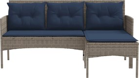 vidaXL Σετ Καναπέ Κήπου 2 pcs Γκρι και Navy Blue συνθετικό ρατάν
