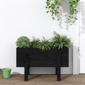 Ζαρντινιέρα Μαύρη 62 x 30 x 38 εκ. από Μασίφ Ξύλο Πεύκου 825181
