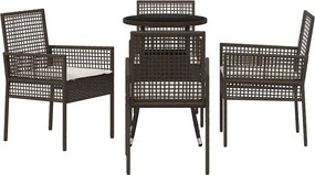 vidaXL Σέτ φαγητού για κήπο 5 pcs Καφέ συνθετικό ρατάν
